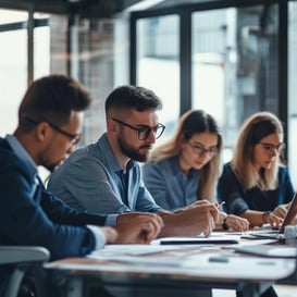 An image of a business team working together to create and implement Standard Operating Procedures SOPs in order to improve consistency and efficiency